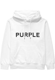 Purple Brand logo-print cotton hoodie - Bianco