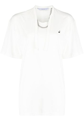 pushBUTTON T-shirt oversize con stampa - Bianco