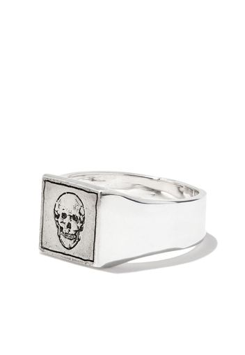 Pyrrha Skull square signet ring - Argento