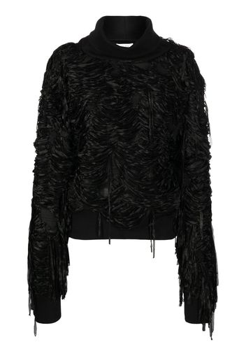 QUIRA fringed long-sleeve jumper - Nero