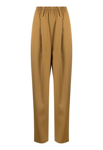 QUIRA pleat-detail straight trousers - Marrone