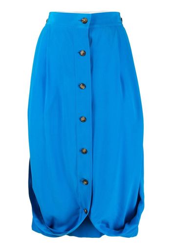 QUIRA high-waisted buttoned silk skirt - Blu