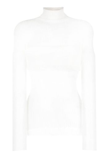 QUIRA semi-sheer ribbed-knit top - Bianco