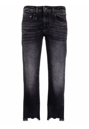 R13 raw-cut cropped third jeans - Nero