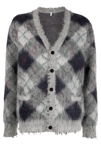 R13 argyle-knit mohair wool-blend cardigan - Grigio