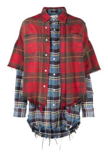 R13 plaid-check layered shirt - Rosso