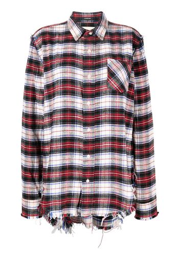 R13 frayed check-print shirt - Rosso