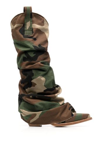 R13 camouflage-print 55mm knee-high boots - Marrone