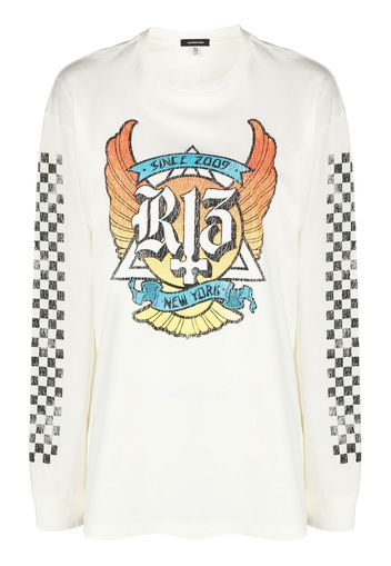 R13 logo-print long-sleeve T-shirt - Toni neutri