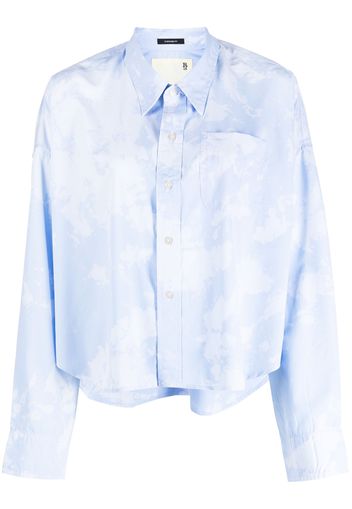 R13 cloud-print long-sleeved shirt - Blu