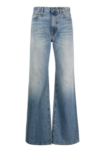 R13 high-rise stonewashed wide-leg jeans - Blu