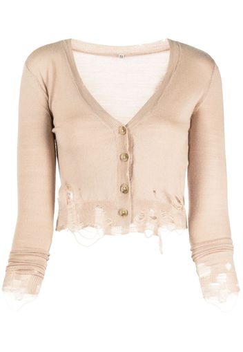 R13 Distressed Baby cardigan - Marrone