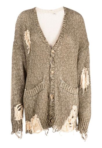 R13 Cardigan Jumbo con effetto vissuto - Marrone