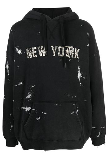 R13 paint-splatter distressed-effect hoodie - Nero