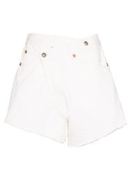 crossover waist denim shorts