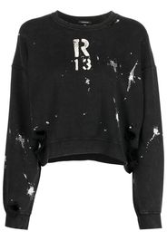 R13 Felpa crop con stampa - Nero