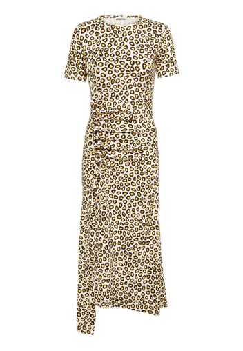 Rabanne leopard-print ruched midi dress - Toni neutri