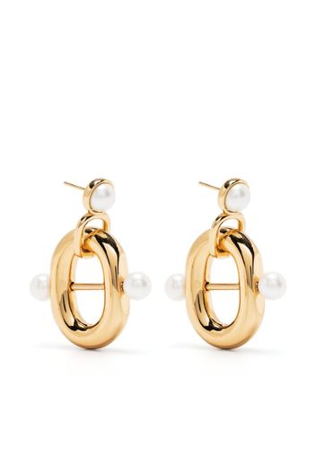 Rabanne Double Link pearl drop earrings - Oro