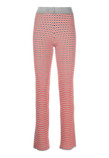 Rabanne check-pattern ribbed-knit trousers - Arancione