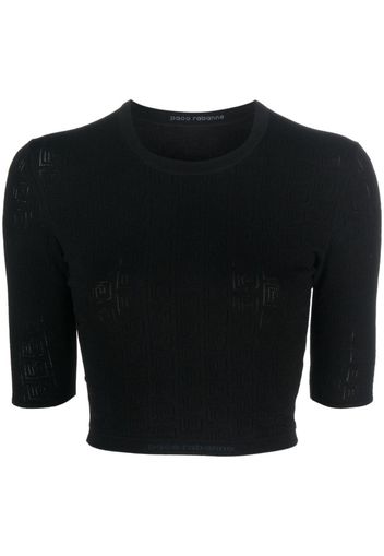 Rabanne monogram-pattern crop top - Nero