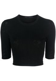 Rabanne monogram-pattern crop top - Nero