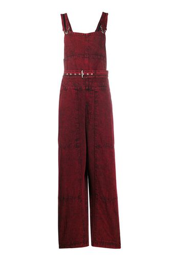 distressed effect belted jumpsuit