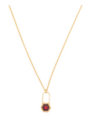 Rachel Jackson hexagonal-padlock Garnet necklace - Oro