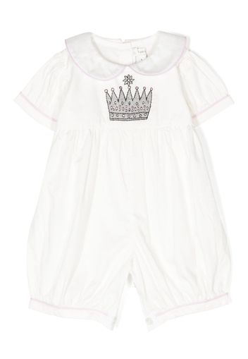 Rachel Riley crown-embroidered cotton romper - Bianco