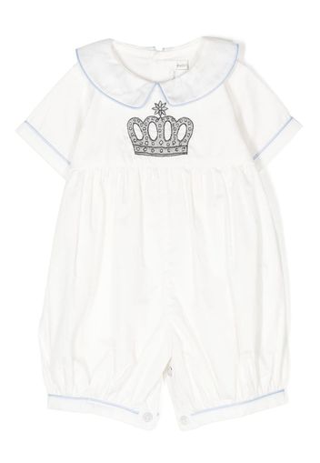 Rachel Riley crown-embroidered cotton romper - Bianco