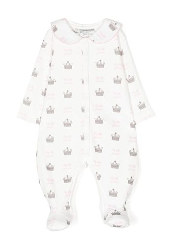 Rachel Riley crown-print cotton babygrown - Bianco