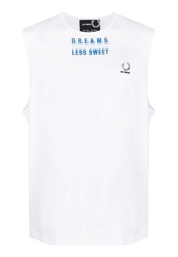 Raf Simons X Fred Perry slogan-print cotton tank top - Bianco