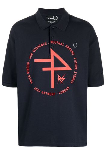 Raf Simons X Fred Perry logo-patch polo shirt - Blu