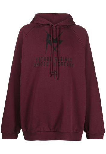 Raf Simons X Fred Perry logo-print drawstring hoodie - Viola