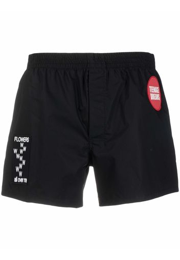 Raf Simons patch-detail slip-on swim shorts - Nero