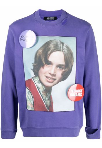 Raf Simons graphic-print round neck sweatshirt - Viola