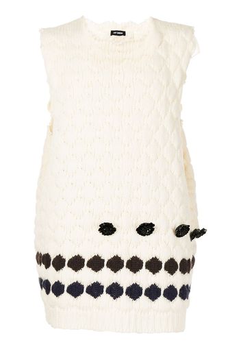 Raf Simons diamond-stitch floral-embellished knitted vest - Bianco