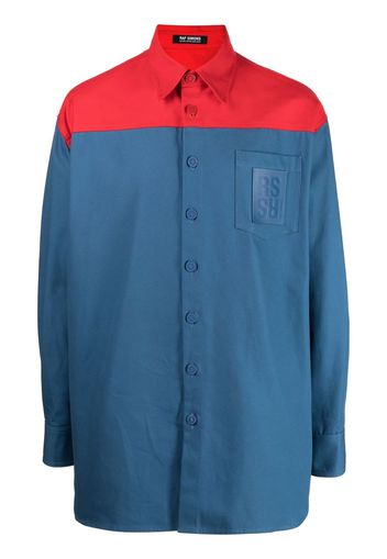 Raf Simons panelled long-sleeve shirt - Blu