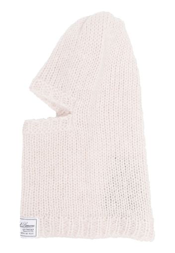 Raf Simons knitted logo-patch balaclava hat - Rosa