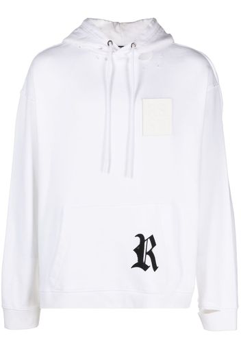 Raf Simons logo patch ripped hoodie - Bianco