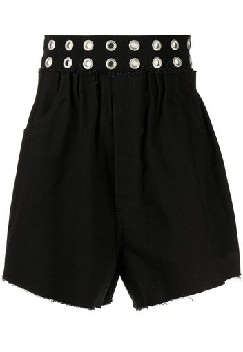 Raf Simons Shorts denim con occhielli - Nero