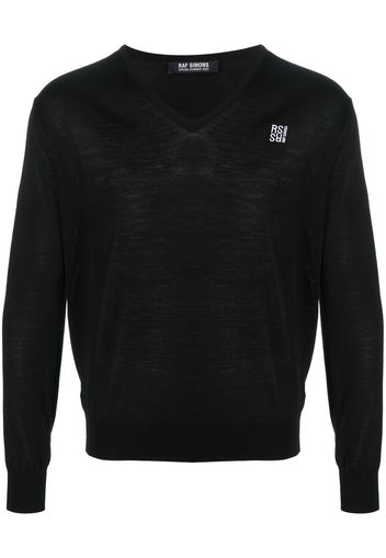 Raf Simons embroidered-logo merino wool jumper - Nero