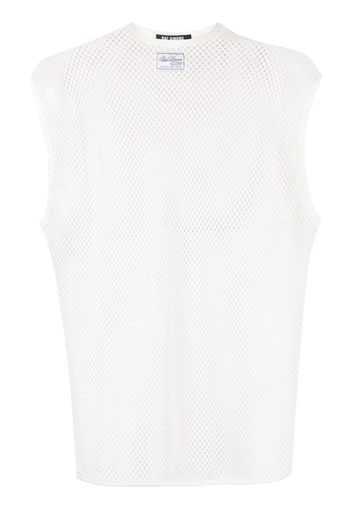 Raf Simons logo-patch mesh top - Bianco