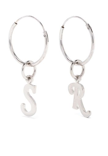 Raf Simons logo-charm hoop earrings - Argento