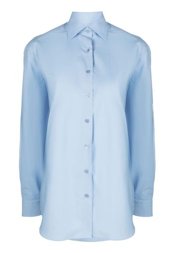 Raf Simons logo-patch cotton shirt - Blu