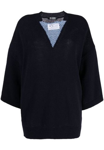 Raf Simons mesh-panel virgin wool jumper - Blu