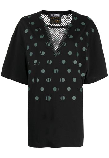 Raf Simons polka-dot mesh-panel T-shirt - Nero