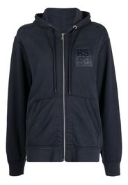 Raf Simons logo-patch zip-up hoodie - Blu