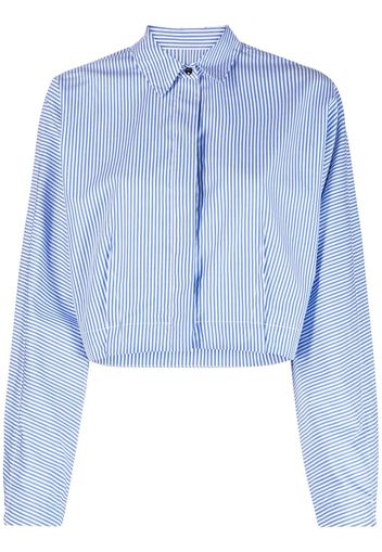 rag & bone striped long-sleeve cropped shirt - Blu