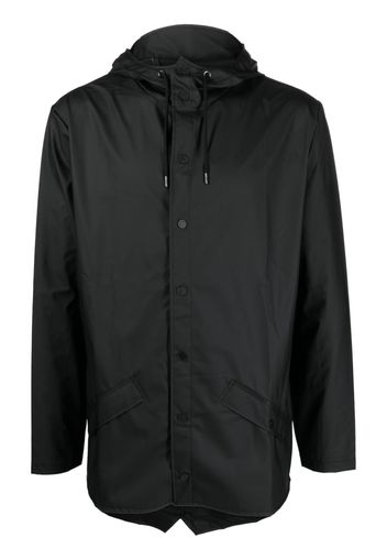 Rains drawstring-hooded buttoned rain jacket - Nero