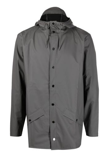 Rains drawstring-hooded buttoned rain jacket - Grigio